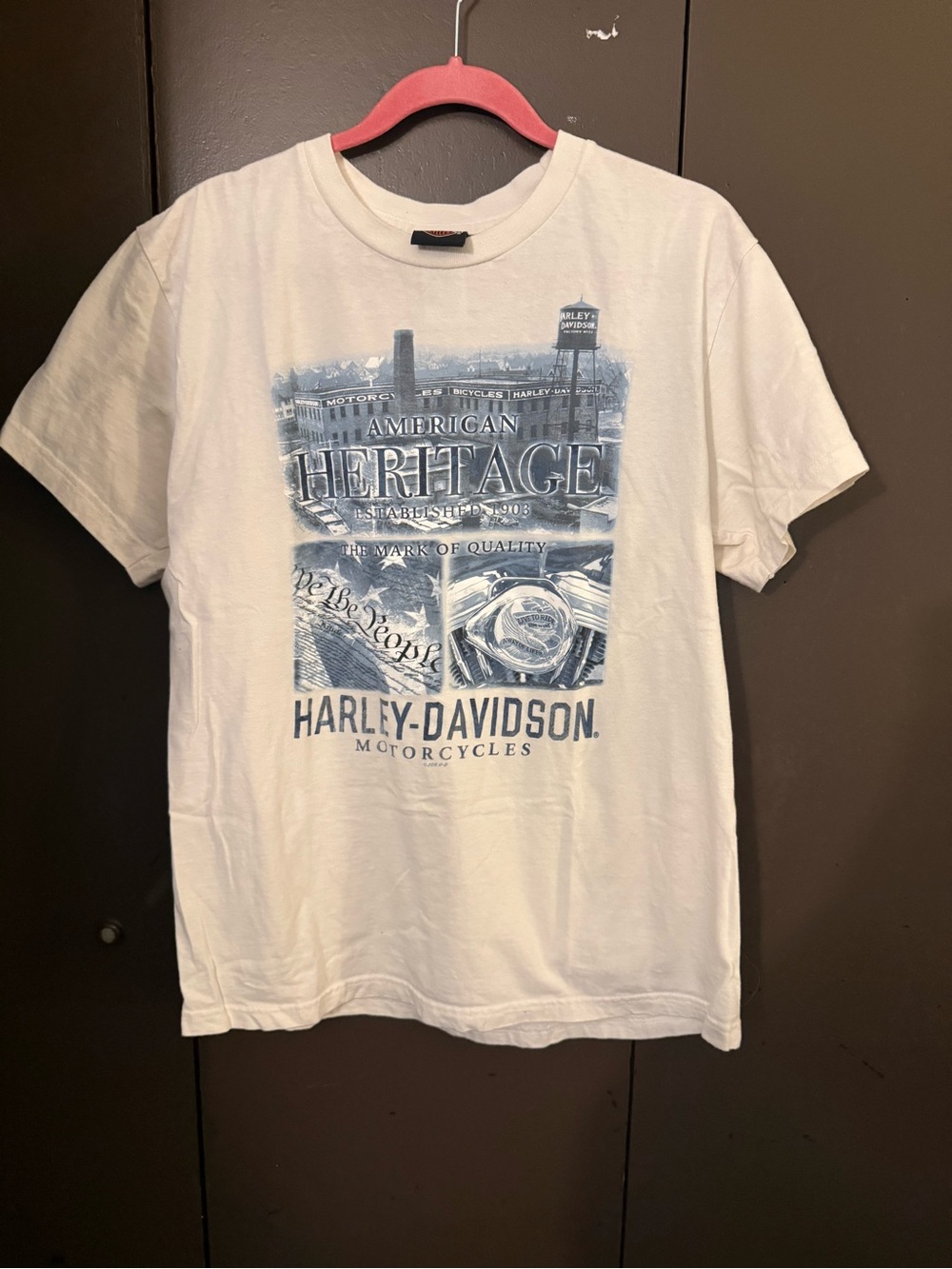 Harley-Davidson White Tee with Blue American Heritage Graphic